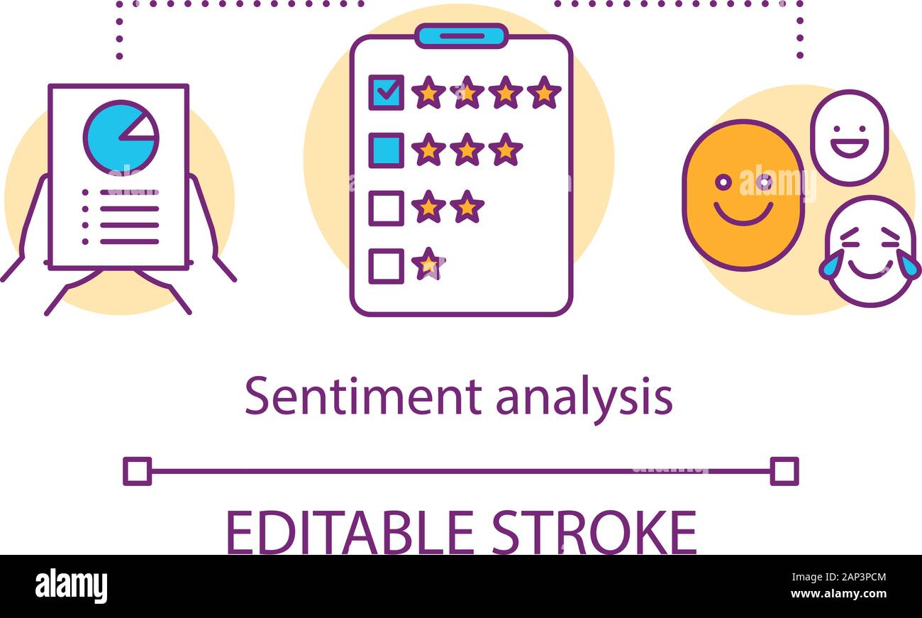 Sentiment Analysis concept icône. Sondage sur la satisfaction de la ligne mince idée illustration. Les commentaires, de la rétroaction. Note de service. L'analyse de contenu. Illustration de Vecteur