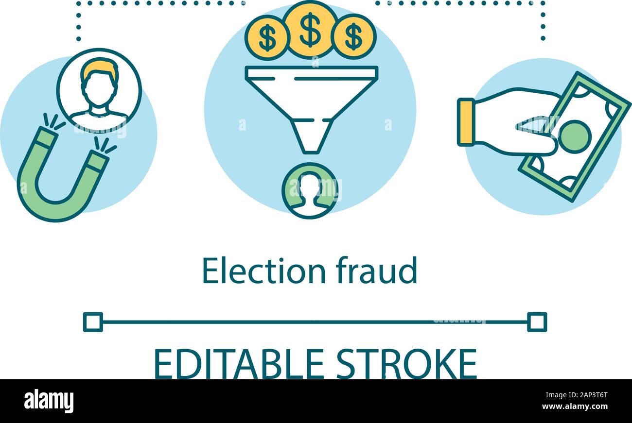 Concept d'élection. Fraude électorale idée fine ligne illustration. La corruption en politique. Crowdfunding et parrainage. Le financement des campagnes politiques. Illustration de Vecteur