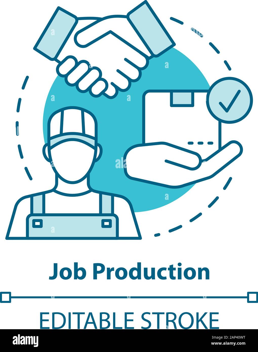 La production d'emploi concept bleu icône. Distillation et une idée de ...
