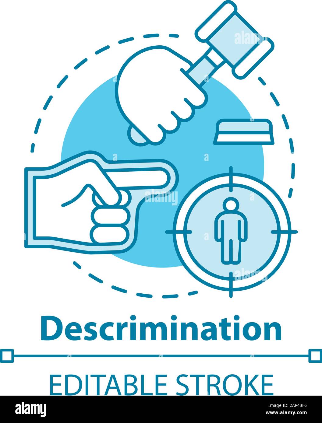 Les préjugés et discrimination concept icône. Politique de tolérance ...