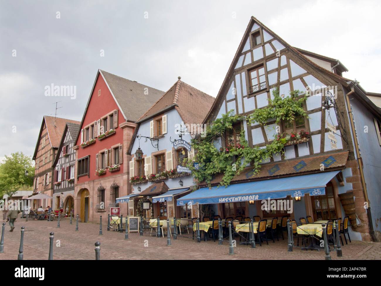 Bâtiments à pans de bois à Kaysersberg-Vignoble Banque D'Images