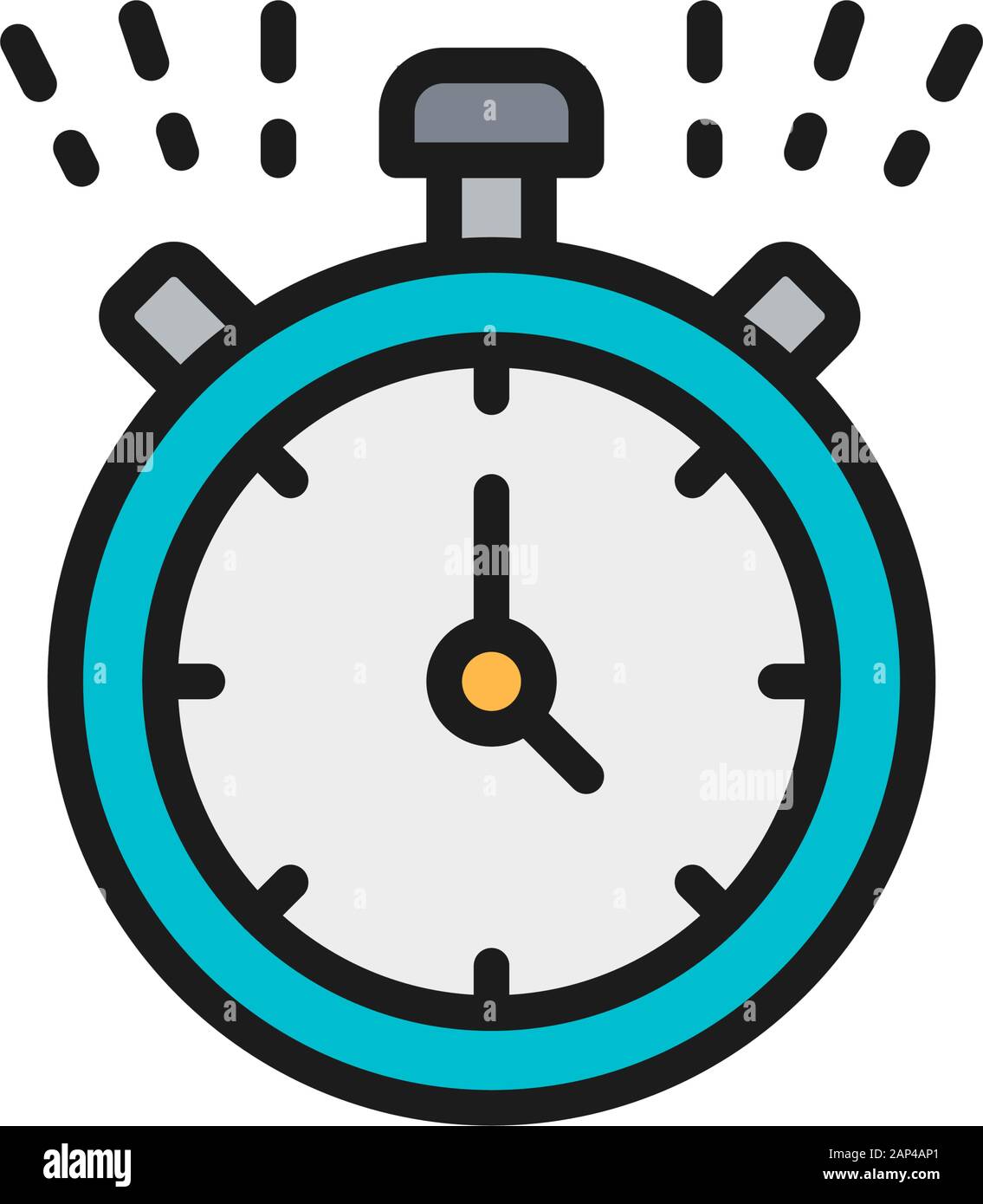 Chronomètre vectoriel, minuteur, horloge, icône de ligne de couleur plate  de la montre Image Vectorielle Stock - Alamy