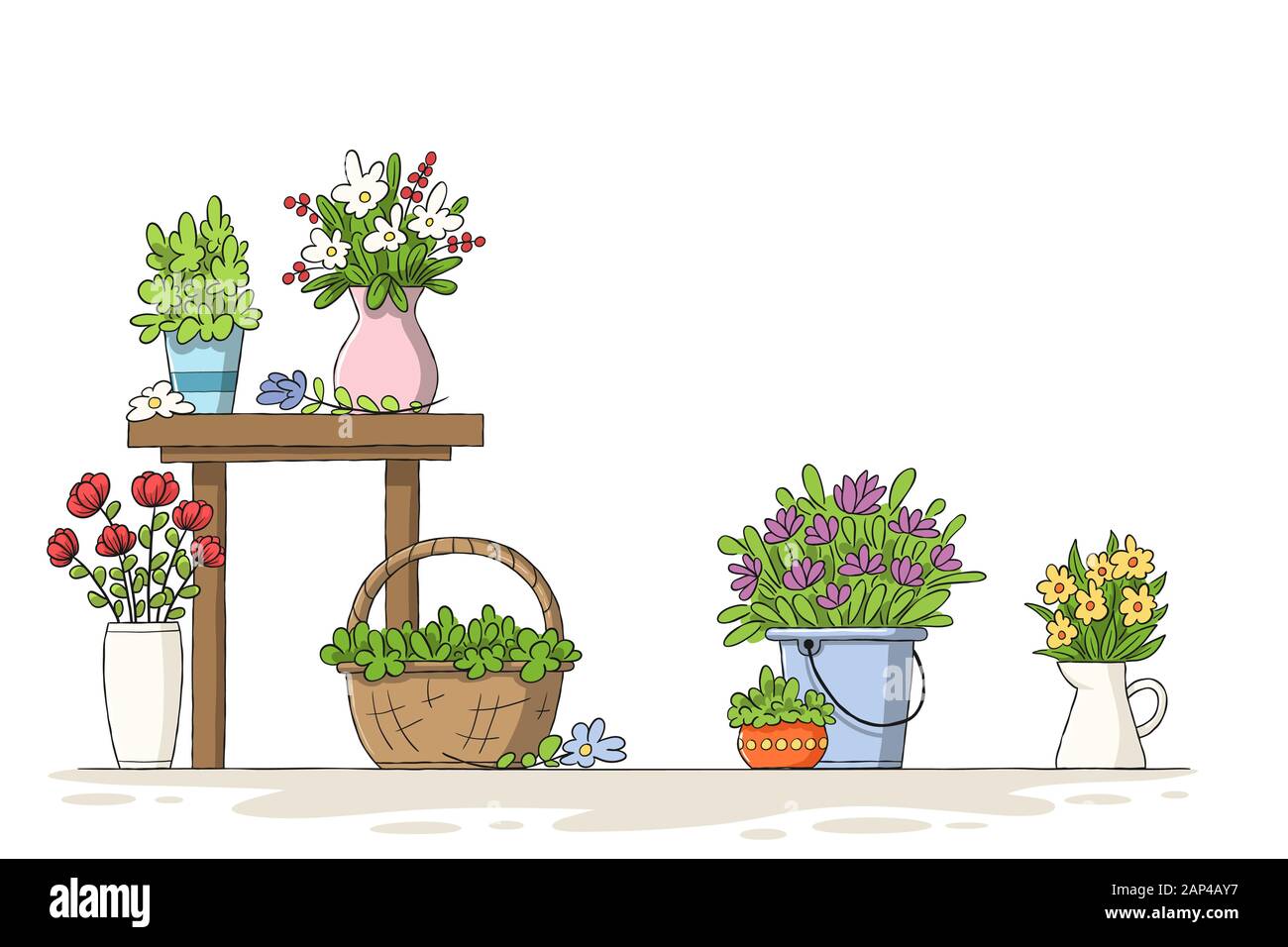 Collection de quelques fleurs. Hand drawn vector illustration avec des calques distincts. Illustration de Vecteur