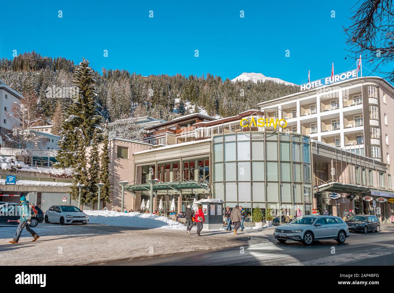 Casino Davos Platz En Hiver, Grisons, Suisse Banque D'Images