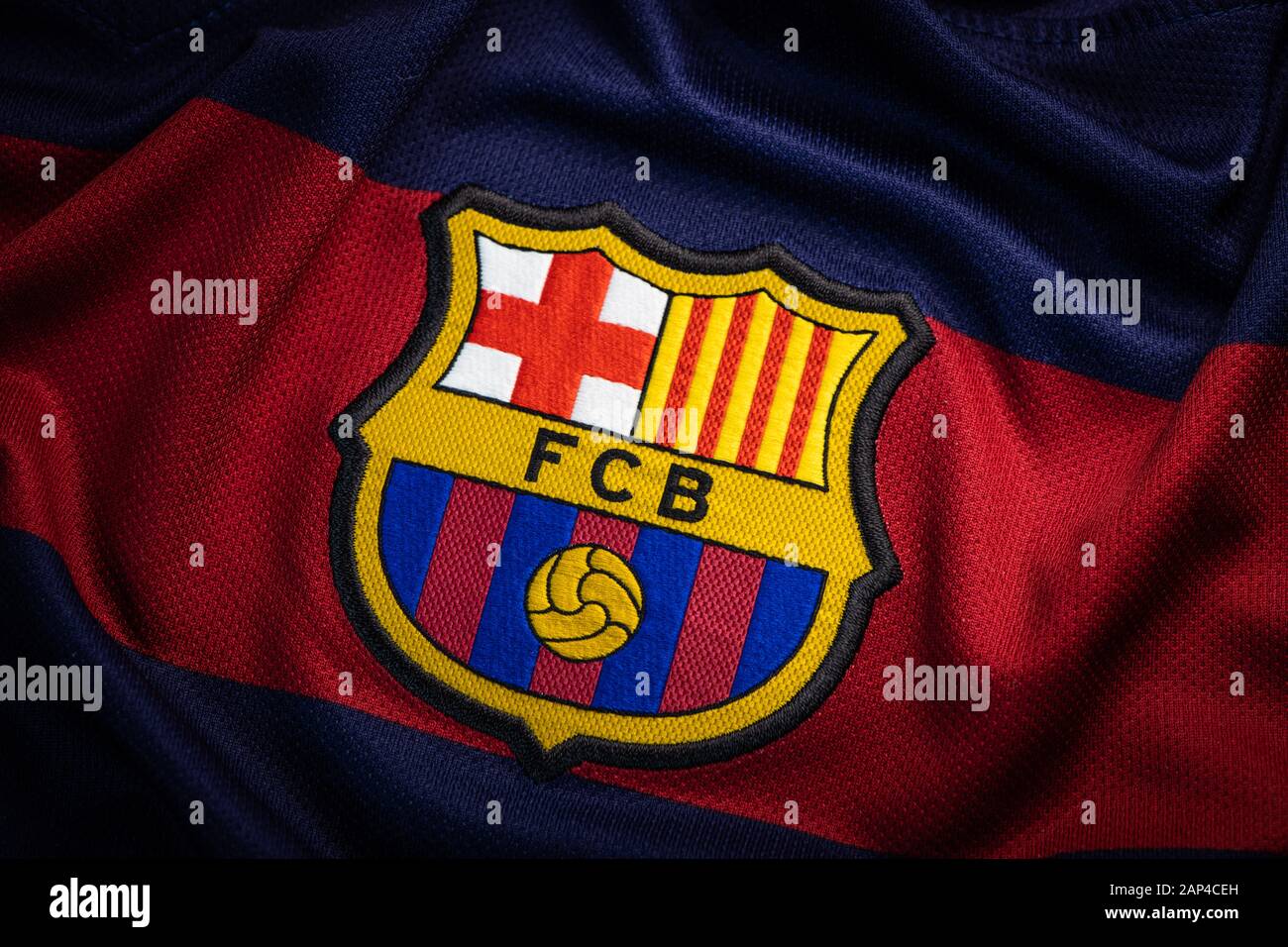 France Le 21 Janvier Fc Barcelona Club De Football Espagnol Logo Sur Jersey Photo Stock Alamy