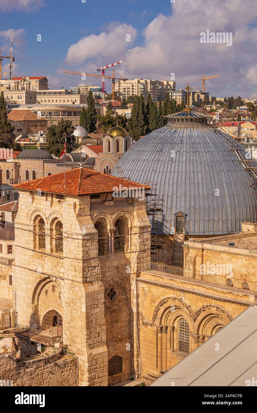 Vue aérienne de l'Église du Saint-Sépulcre à Jérusalem Banque D'Images