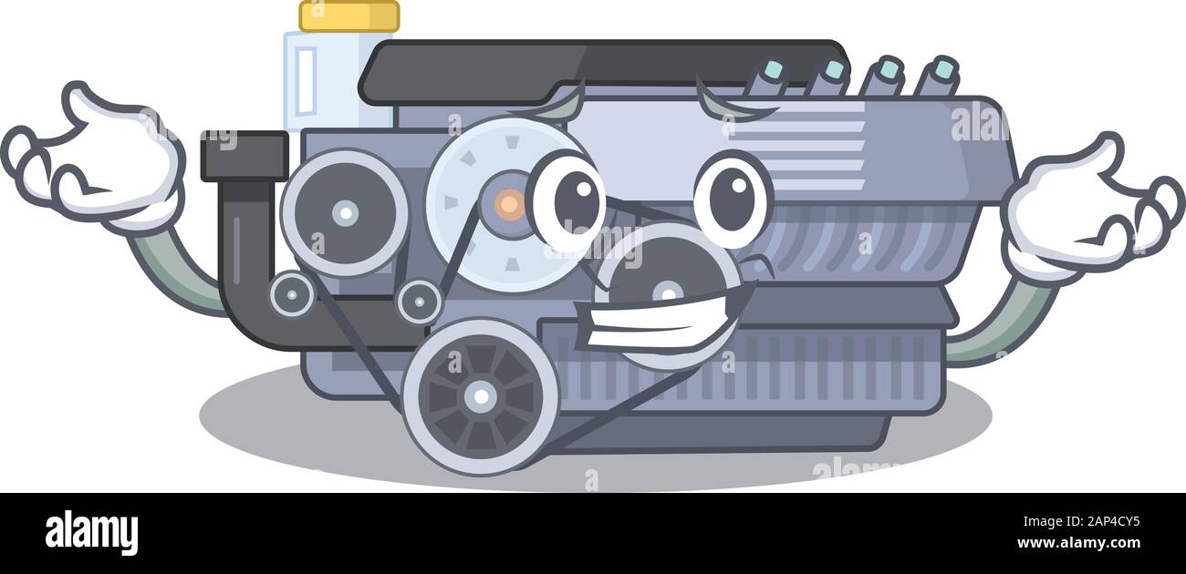 Super Drôle Graning moteur de combustion mascotte style dessin animé Illustration de Vecteur