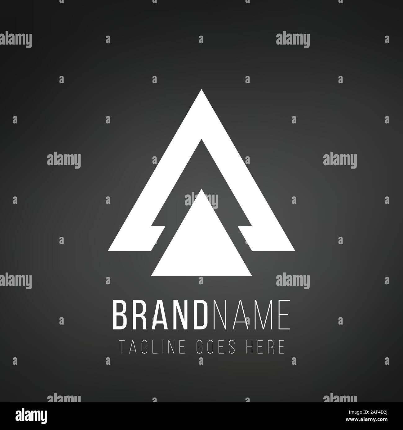 Lettre d'un delta ou triangle géométrique conception de logo. L'identification de l'entreprise tech élément. Stock Vector illustration isolé sur fond noir. Illustration de Vecteur