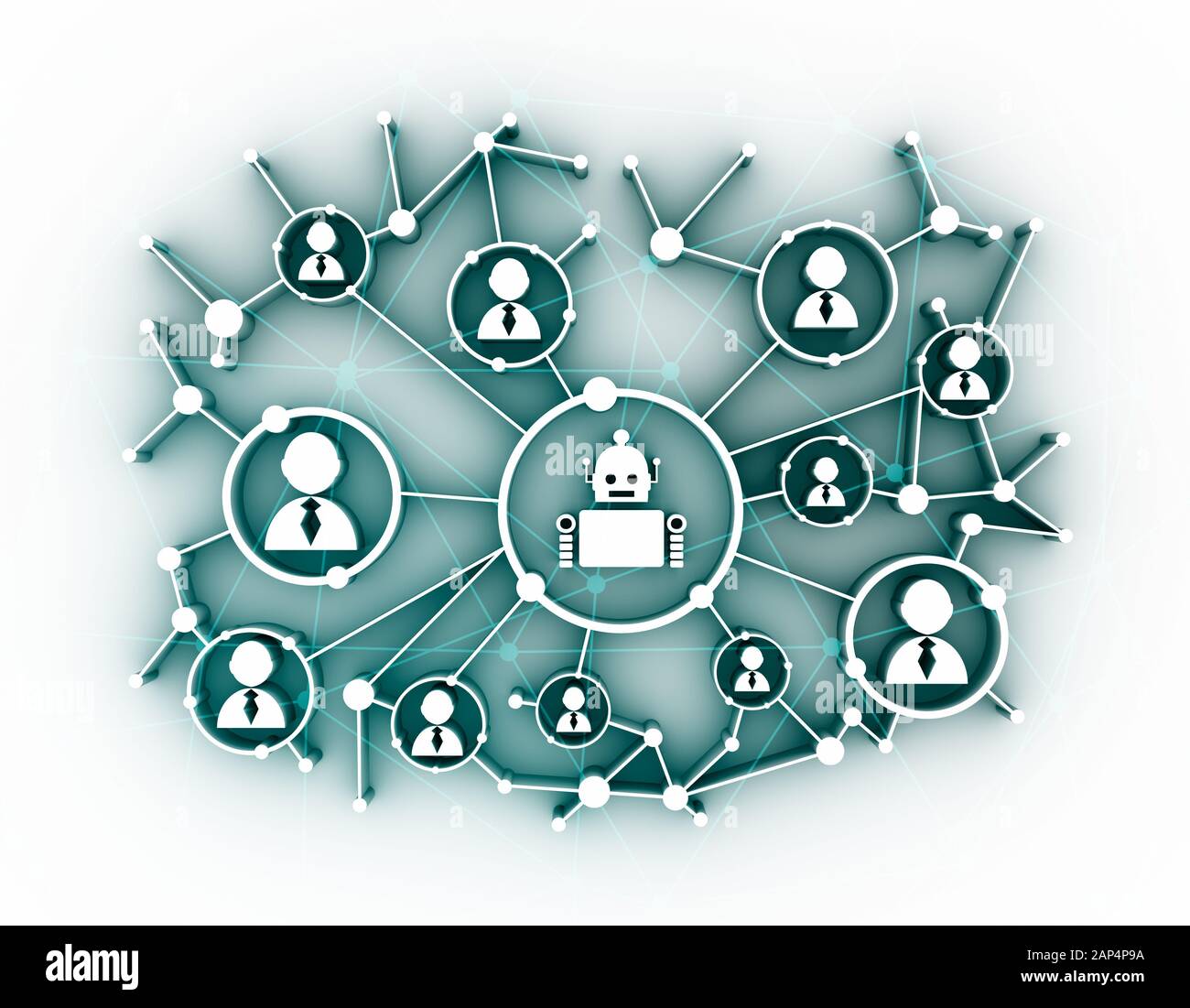 Réseau de médias sociaux. Arrière-plan de croissance avec des lignes, des cercles et d'intégrer des icônes. Symboles pour le numérique, connecté et interactif global communication c Banque D'Images