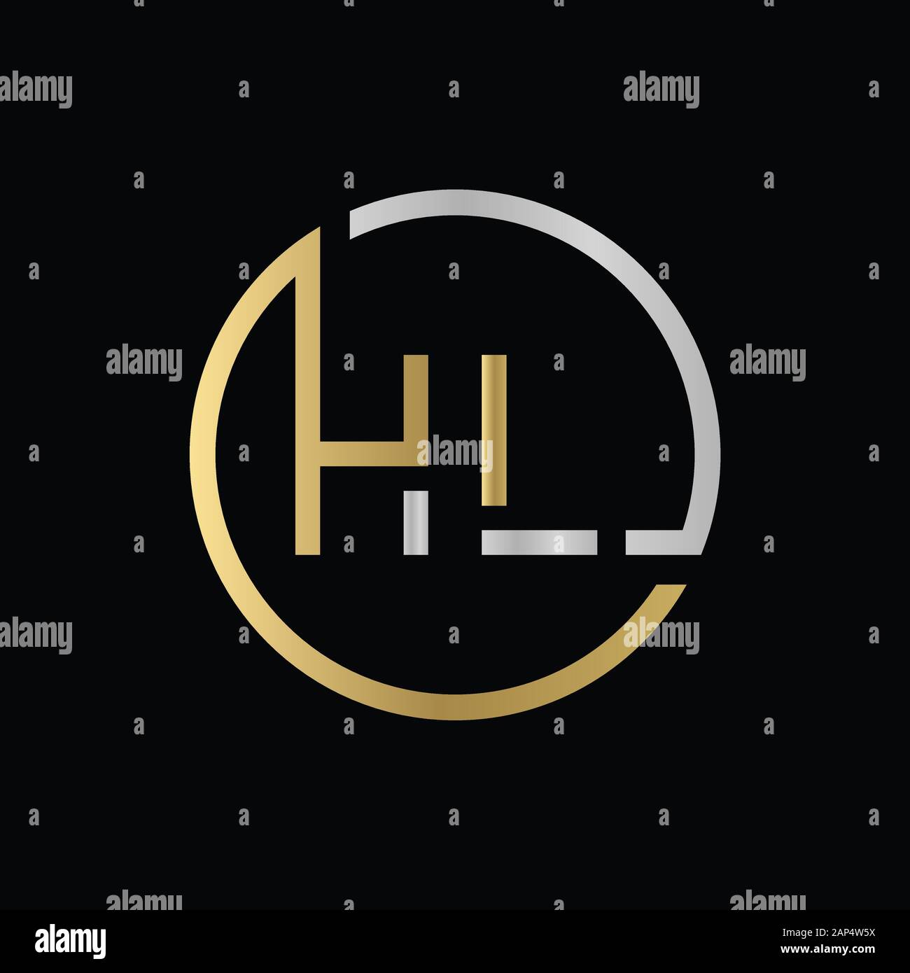 Modèle vectoriel de conception de logo lettre HL. Illustration Vectorielle Hl Lettre Liée Initiale Illustration de Vecteur