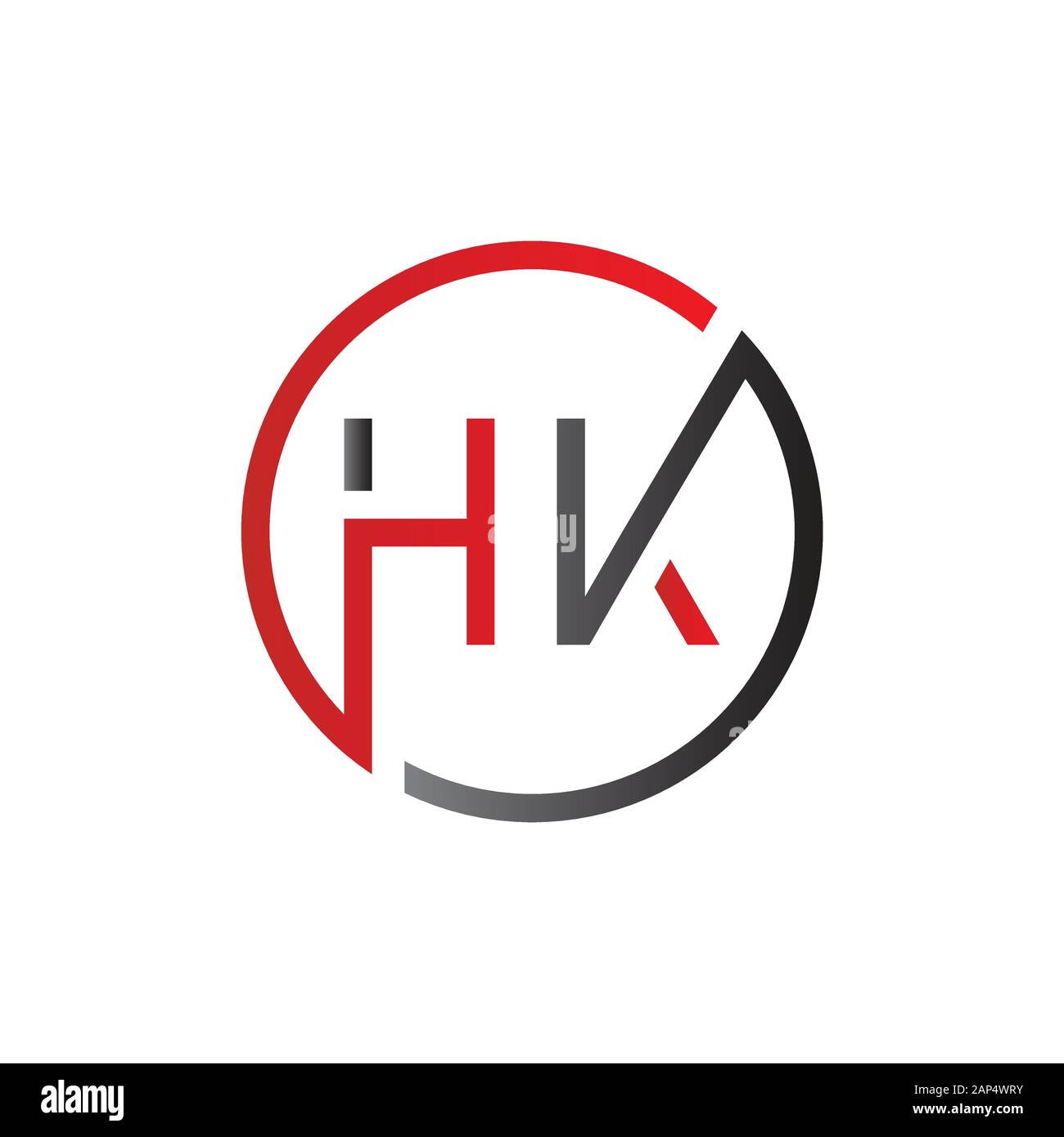 Modèle vectoriel de conception de logo lettre HK. Illustration Vectorielle Hk Lettre Liée Initiale Illustration de Vecteur