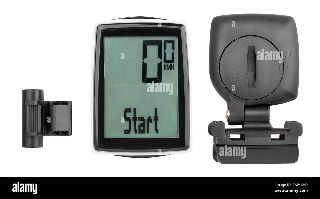 Chemin de l'ordinateur de vélo isolated on white Banque D'Images