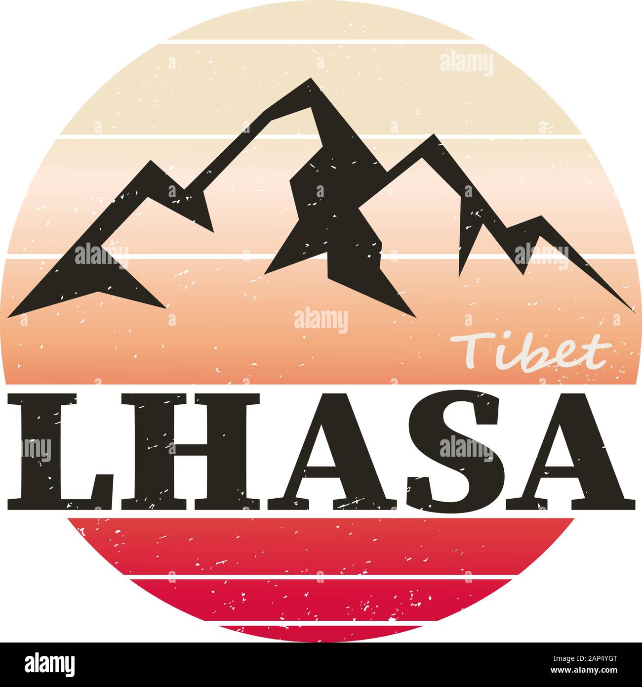 Lasha ronde Tibet Chine logo T-shirt badge design Illustration de Vecteur
