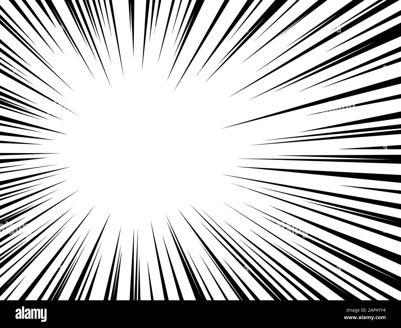 Arrière-plan de la vitesse radiale lignes pour la bande dessinée. Fond d'explosion monochrome.Vector illustration. Illustration de Vecteur