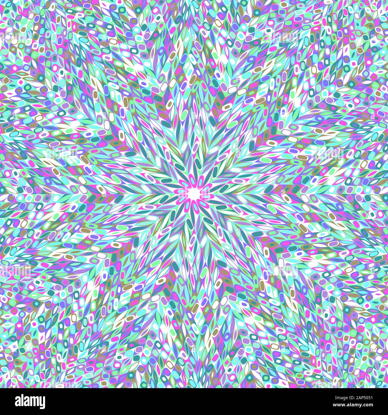 Géométriques colorés de fleurs radiales fond mosaïque circulaire - vecteur psychédélique hypnotique abstract design graphique à partir de formes géométriques Illustration de Vecteur