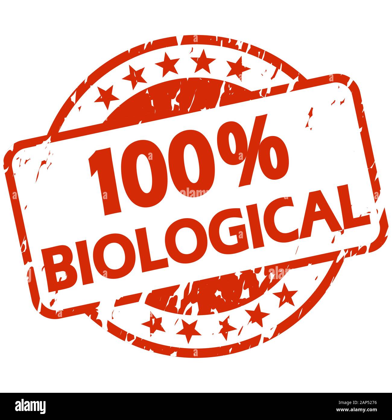 Vecteur EPS 10 avec couleur rouge ronde grunge stamp avec des bannières et du texte 100 % biologique Illustration de Vecteur