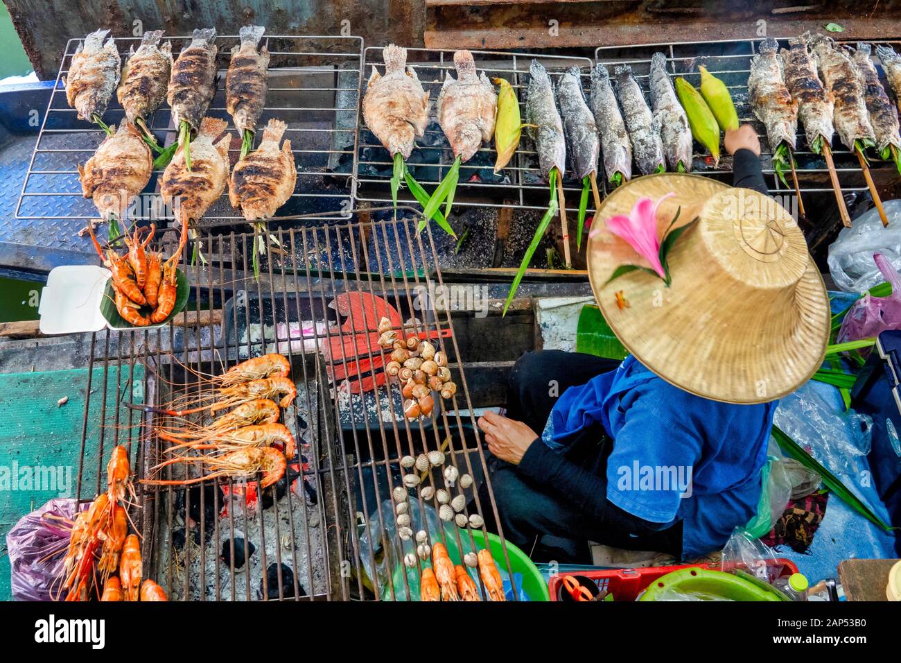 Talin Chan floating market, Bangkok, Thaïlande, Banque D'Images