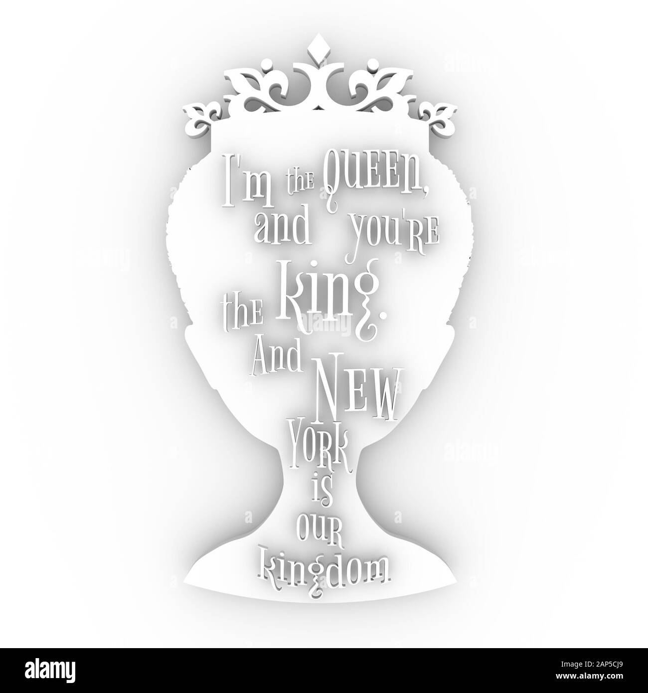 Silhouette Queen Size Vintage Silhouette Elegante D Une Tete Femelle Citation Je Suis La Reine Et Vous Etes Le Roi Et New York Est Notre Royaume Texte Motivation Photo Stock Alamy