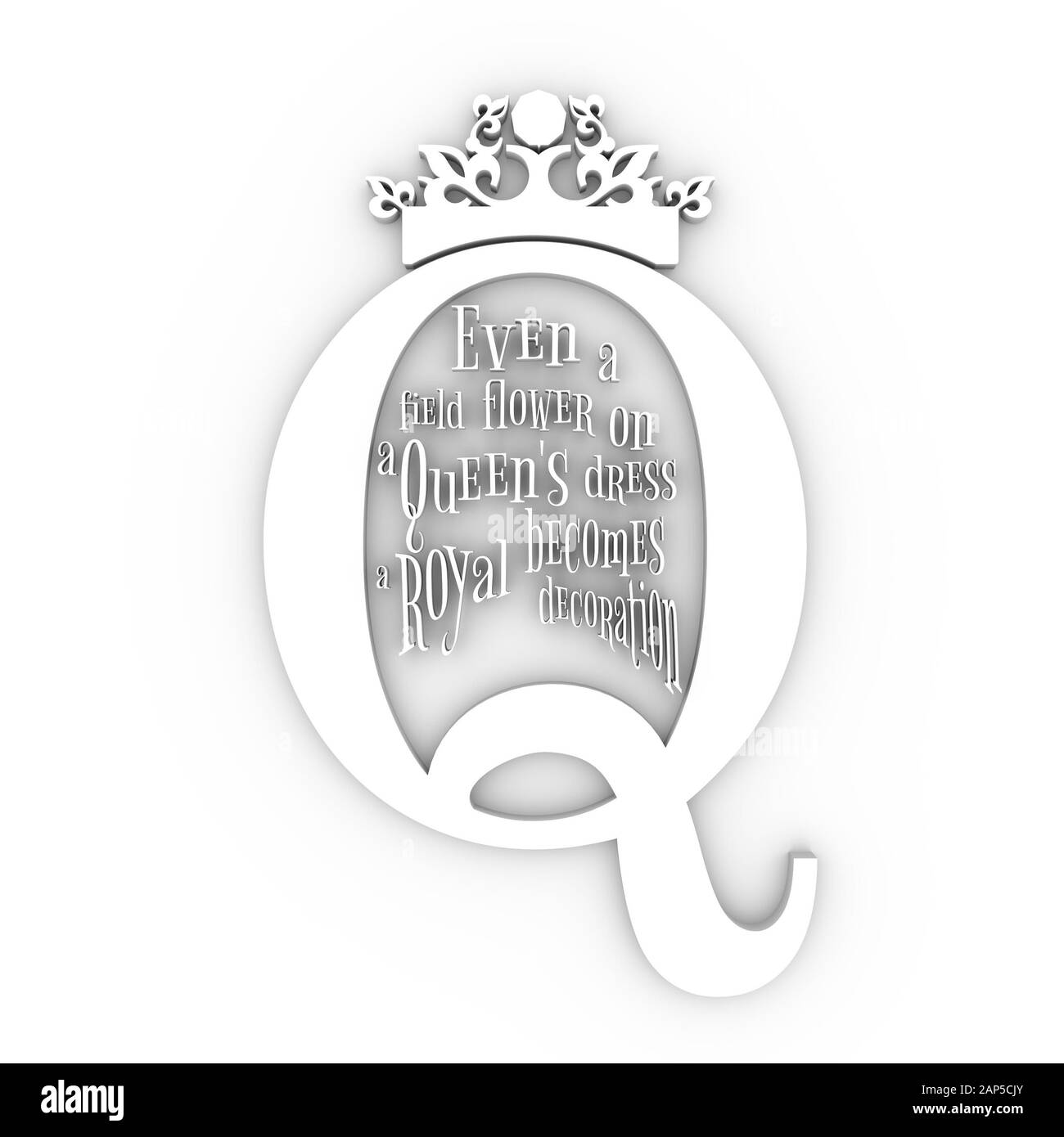 Silhouette De Couronne Queen Size Vintage Embleme Royal Avec Lettre Q Citation Meme Une Fleur De Champ Sur Une Robe De Reines Devient Un Texte De Decoration Royale Motivation Ph Photo Stock