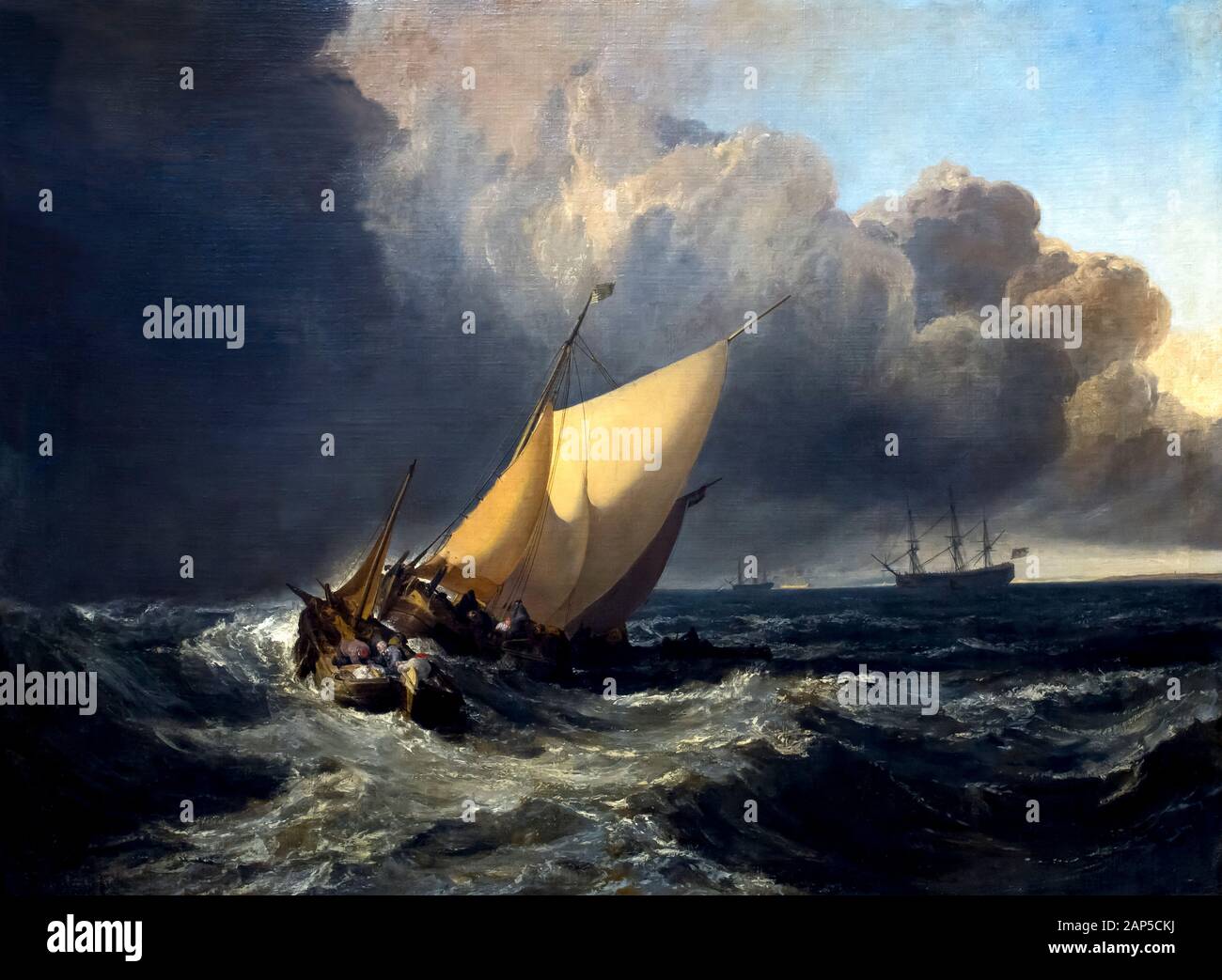 Bateaux néerlandais dans une mer de vent, Bridgewater, JMW Turner, Pièce 1801, Banque D'Images