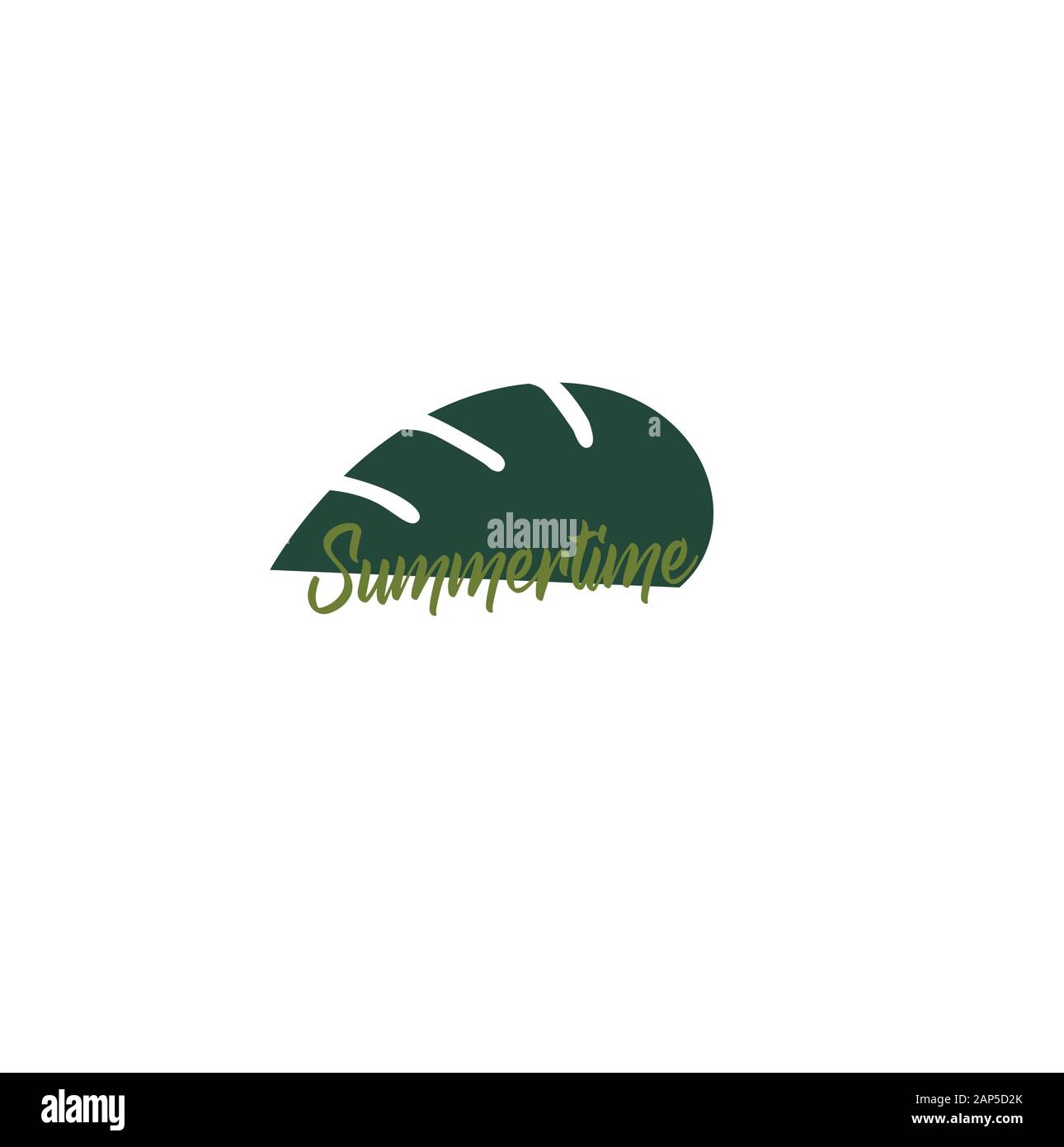 L'icône de l'usine design plat - feuille de monstera tropicales d'été l'heure d'été et d'un logo. Style botanique Illustration de Vecteur
