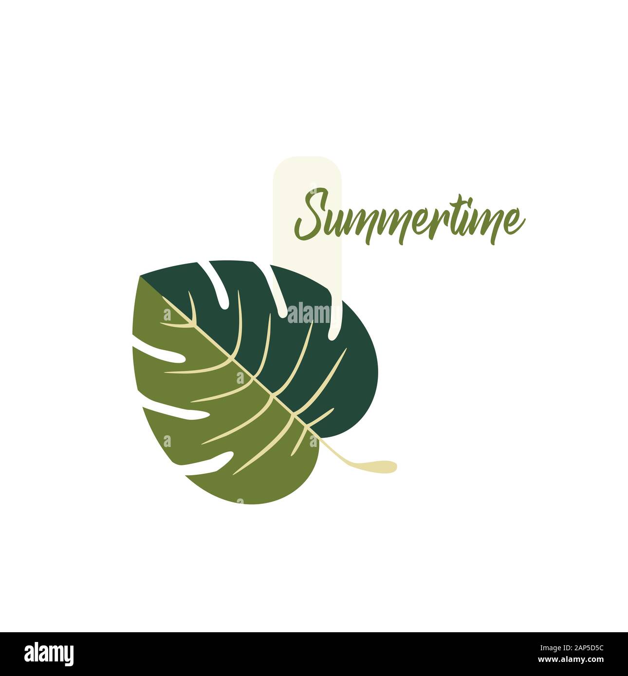 Logo de l'été Tropical Vecteur Conception - Monstera Plante Feuilles Close-up - l'heure d'été Illustration de Vecteur