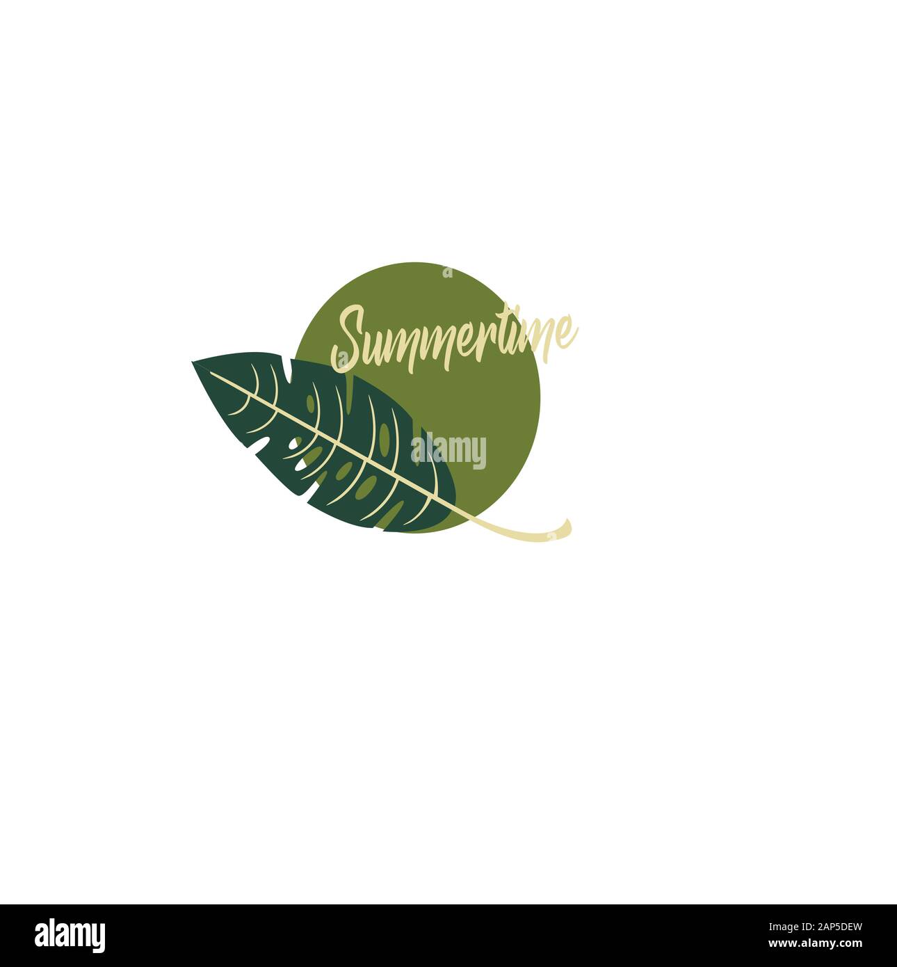Logo de l'été - exotique style botanique plante fougère. L'heure d'été - avec mise en page feuille tropique Illustration de Vecteur