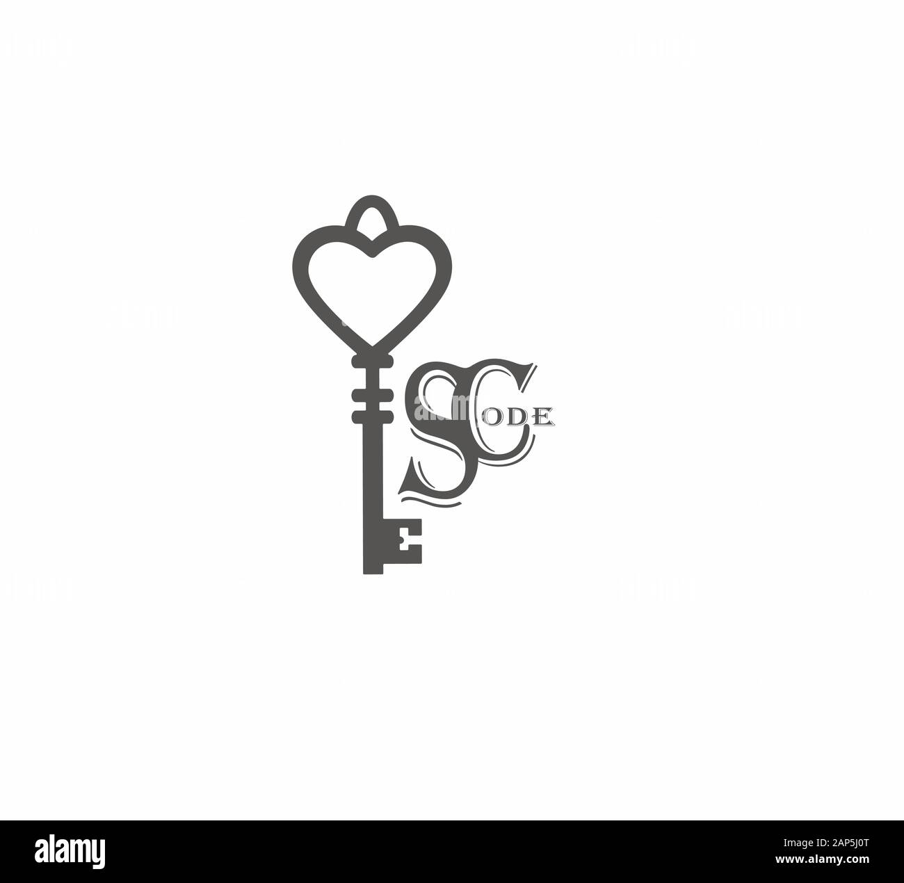 Logo vector élégant avec clé vintage close-up plan. Illustration de Vecteur