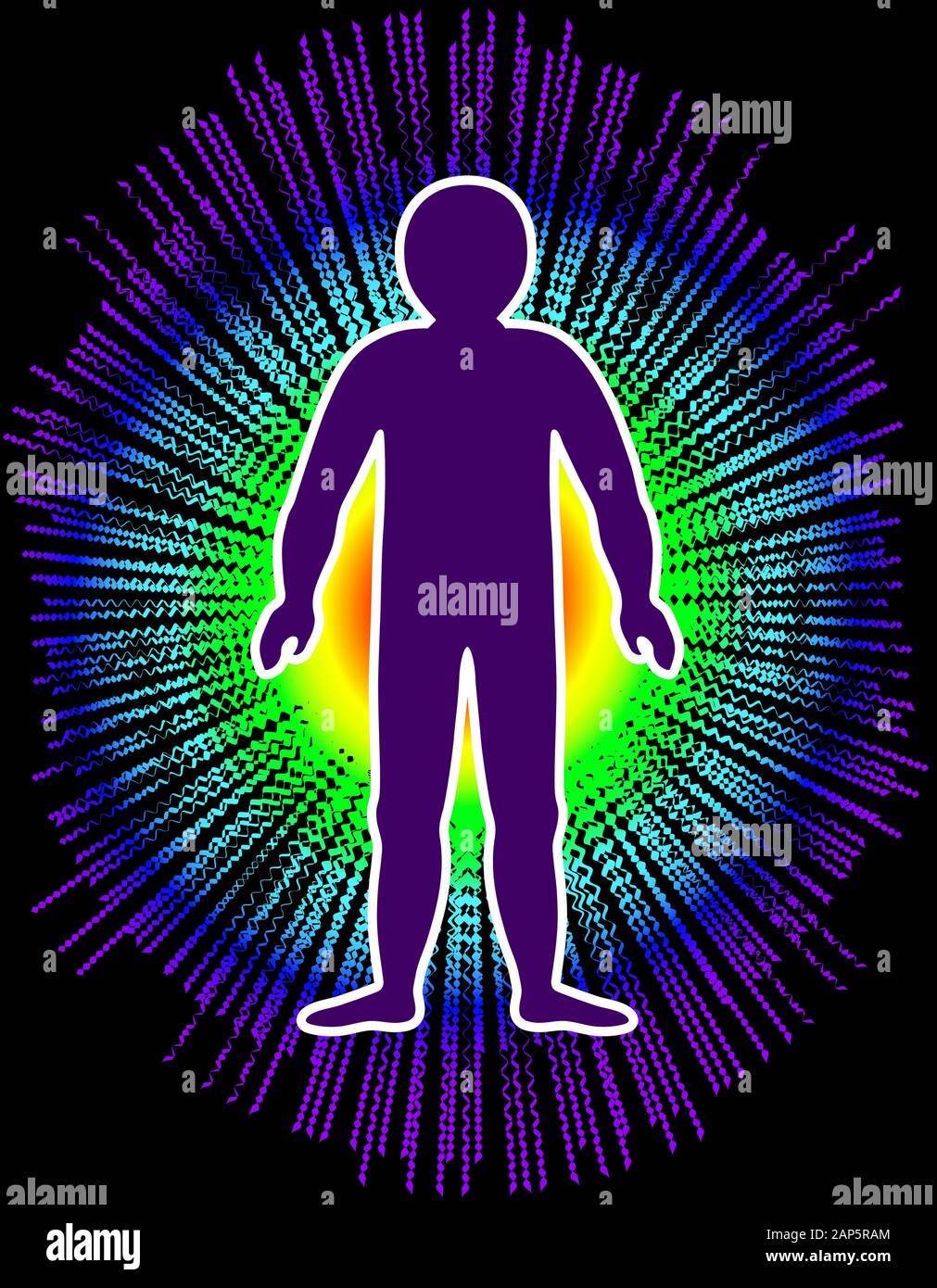 L'aura du corps. Les couches de couleur arc-en-ciel du corps masculin. Éthérique, émotionnel, métalliques, astral, causal et céleste couche. Vecteur isolé Illustration de Vecteur