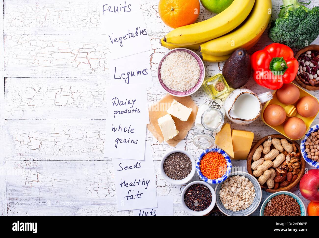 Ovo-lacto végétarien régime sain concept. Banque D'Images