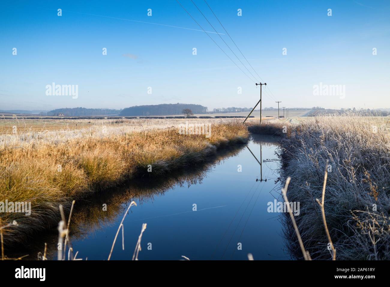 Paysage d'hiver dans le Notinghamshire près du village de Papplewick, Royaume-Uni. Banque D'Images
