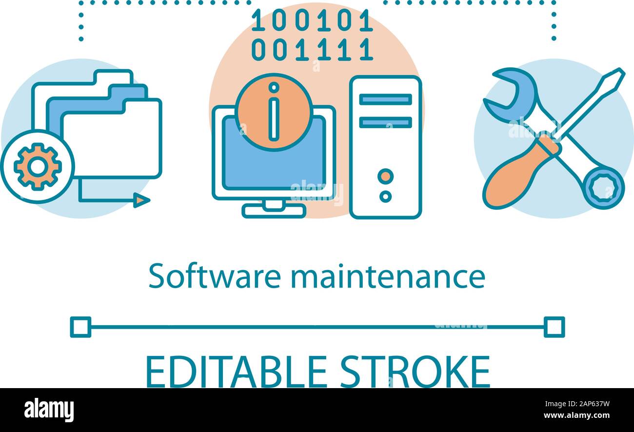 Concept de maintenance du logiciel icône. Programme de fixation de défauts, de corriger les