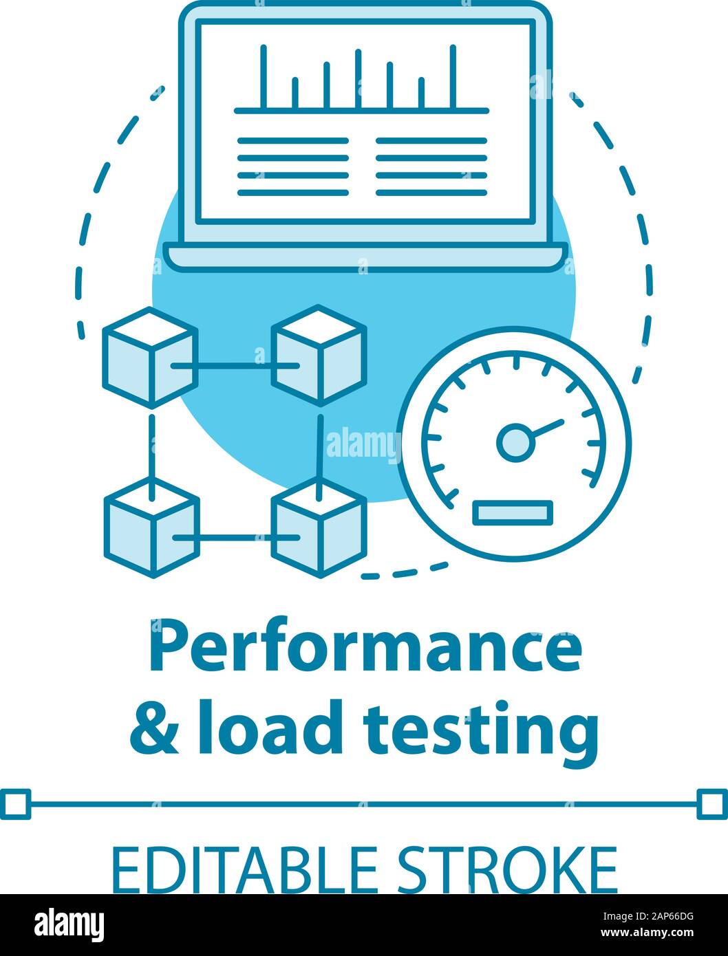 Test de charge et de performance concept icône. La vitesse, la stabilité du système de recherche. Site Web l'optimisation de la vitesse. Vérifier l'application idée fine ligne illustration Illustration de Vecteur