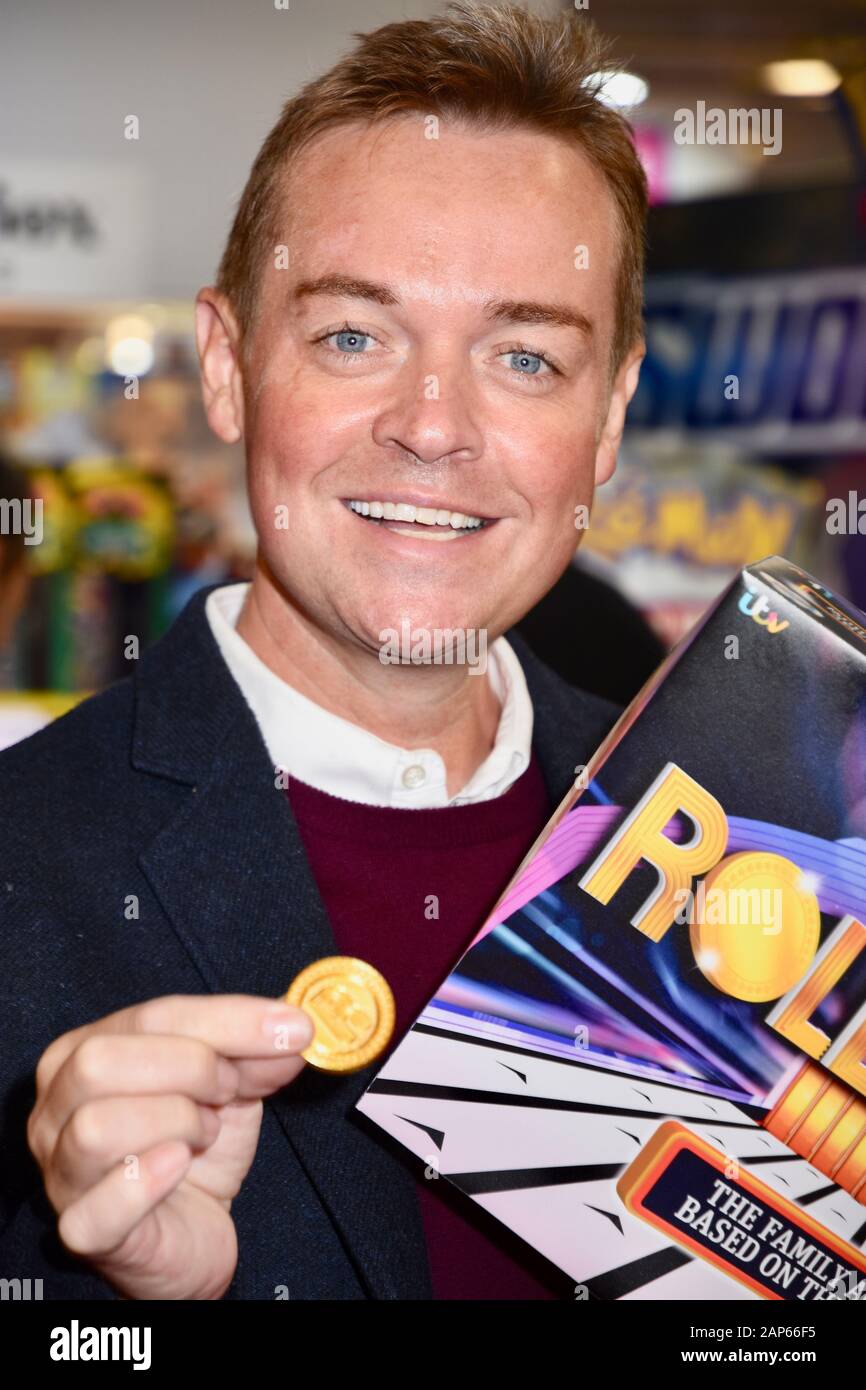 Stephen Mulhern. Promu le jeu 'roulant'. Salon du Jouet. Olympia, Kensington, Londres. UK Banque D'Images