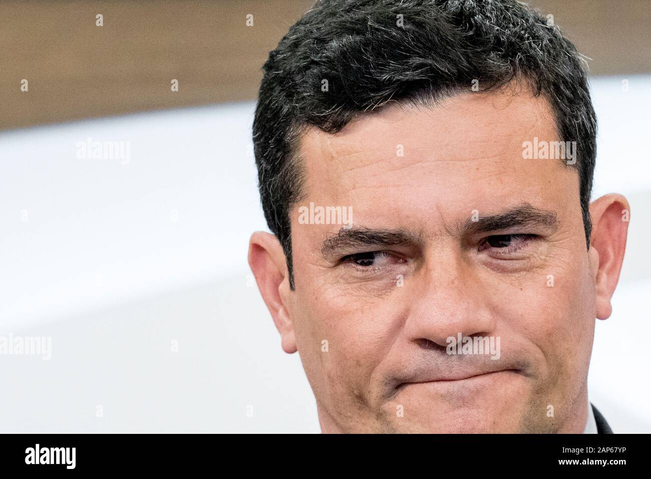 São Paulo 20 Janvier 2020. - le ministre de la Justice et de la sécurité publique du Brésil, Sergio Moro, est interrogé sur le programme Roda Viva de TV Cultura Banque D'Images