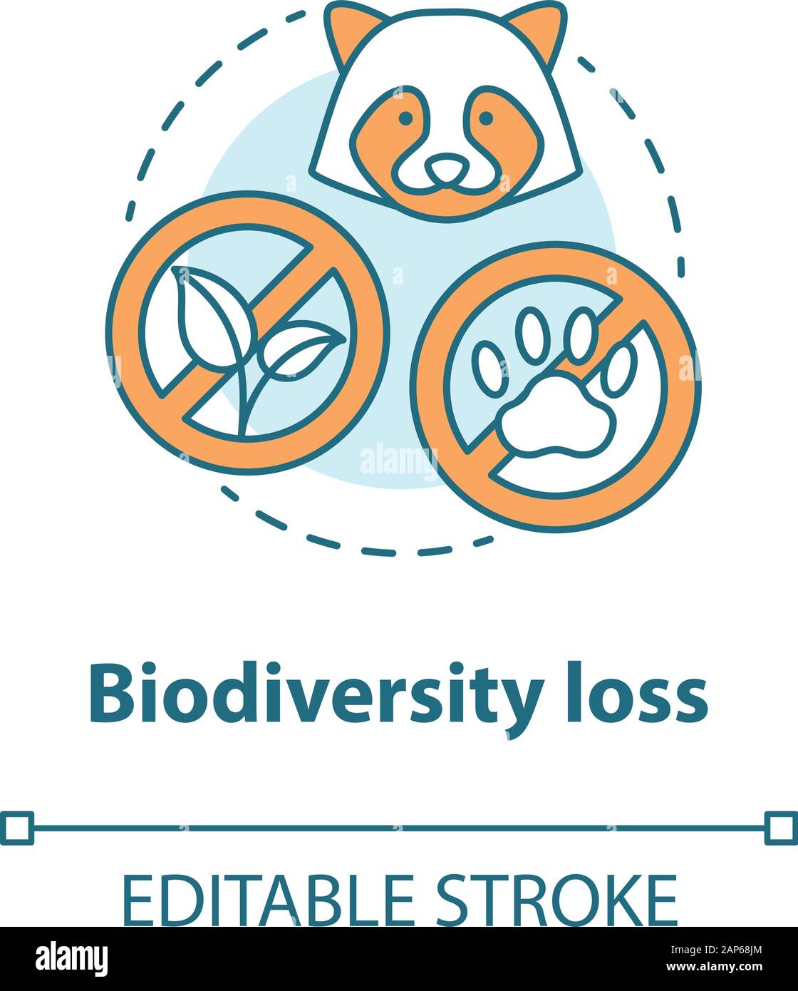 Concept de la perte de biodiversité. Disparition de plantes et d'animaux à partir de la planète idée fine ligne illustration. Extinction des espèces. Vector ou isolés Illustration de Vecteur