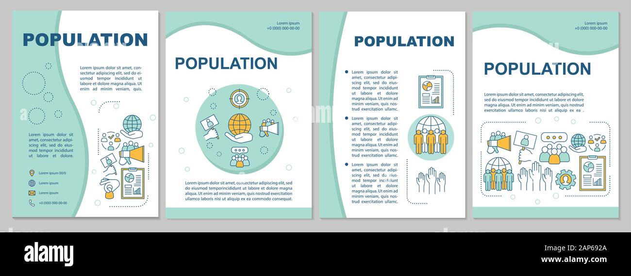 Modèle de brochure de la population. Problème démographique. Flyer, dépliant, brochure, couverture imprimée avec illustrations linéaire. La mise en page de vecteur pour maga Illustration de Vecteur