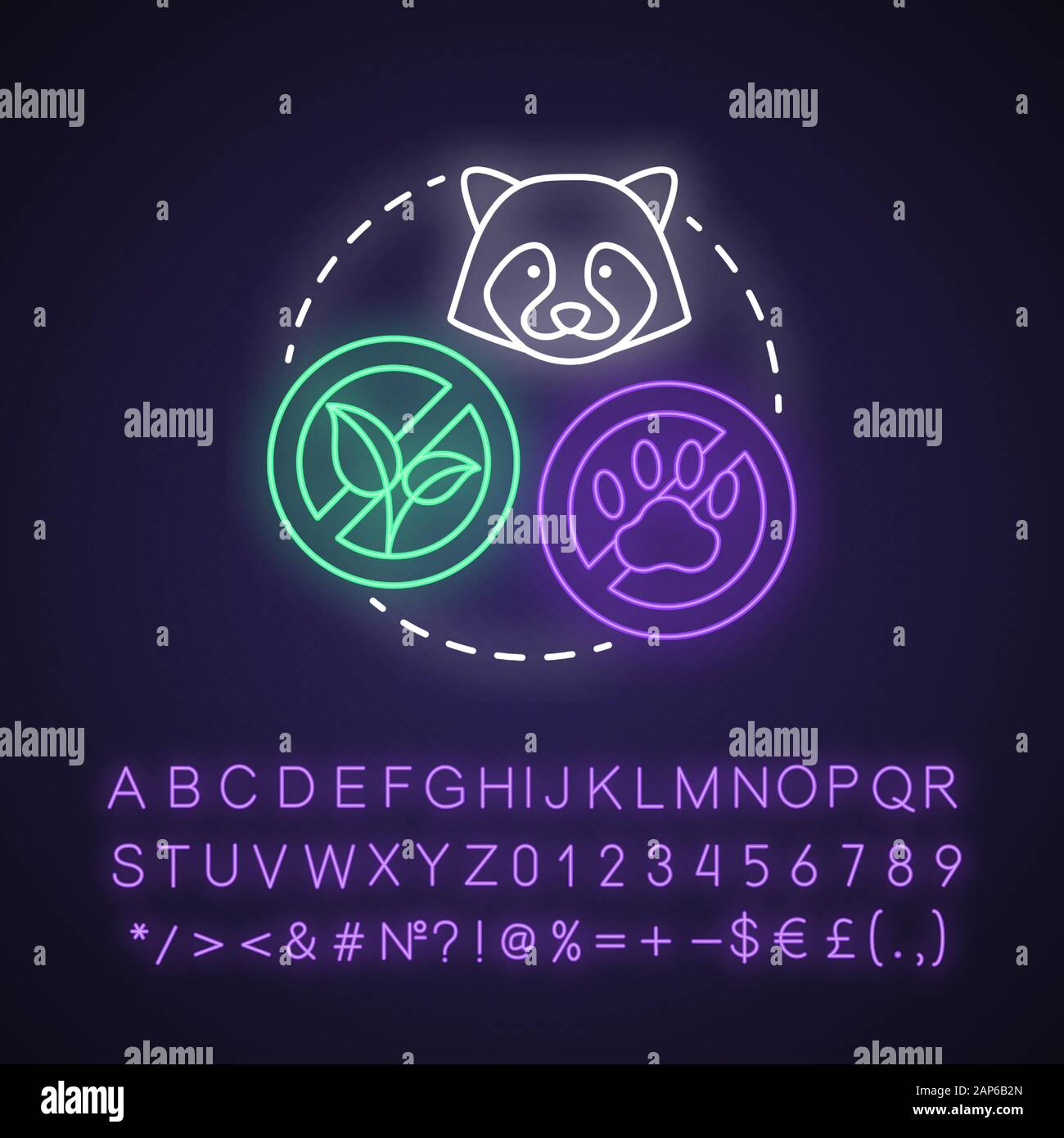 La perte de biodiversité neon light concept icône. Disparition de plantes et d'animaux à partir de la planète idée. Extinction des espèces. Signe rougeoyant avec alphabet, nu Illustration de Vecteur