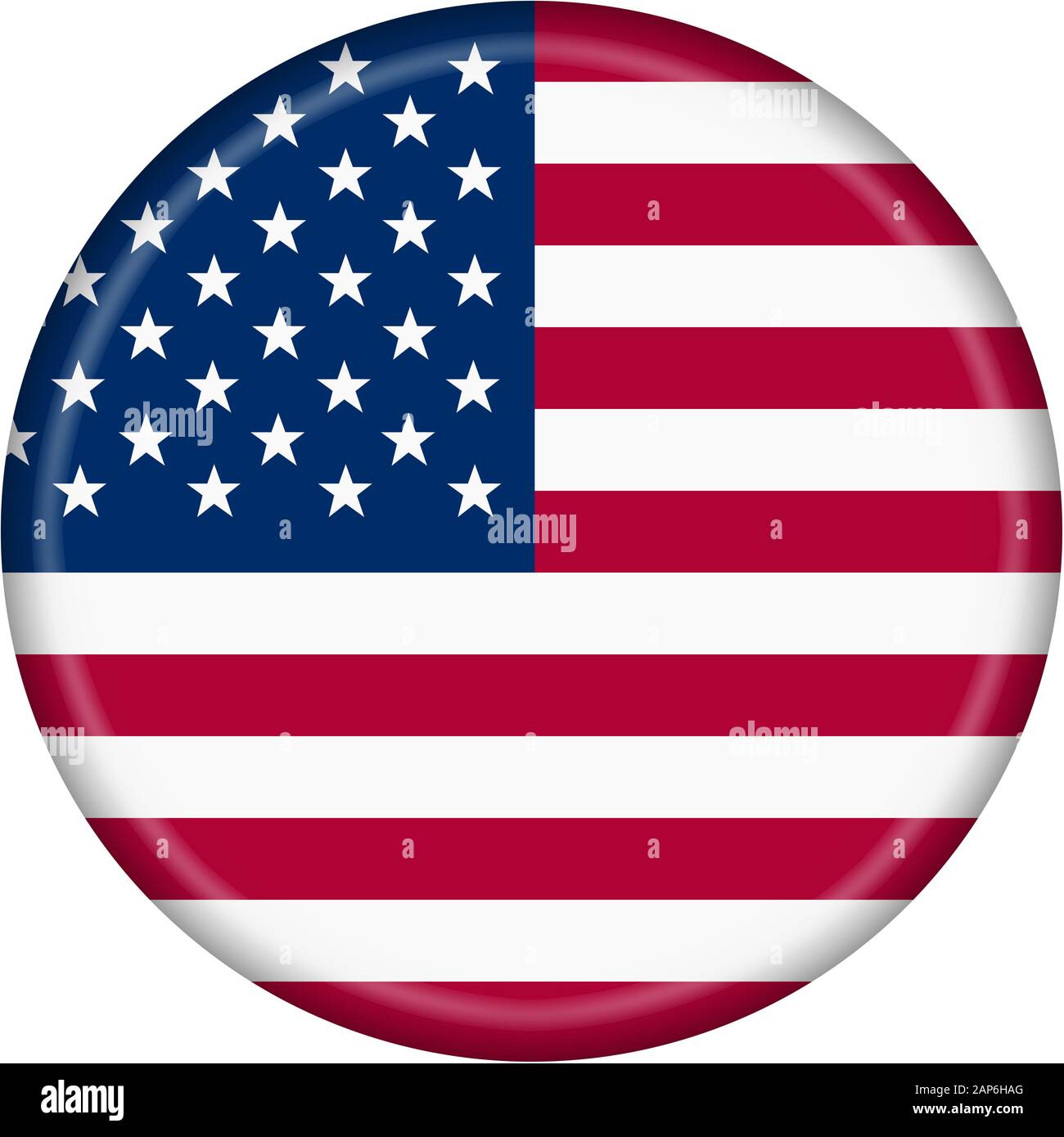 Illustration d'un bouton drapeau des États-Unis avec chemin d'écrêtage Banque D'Images