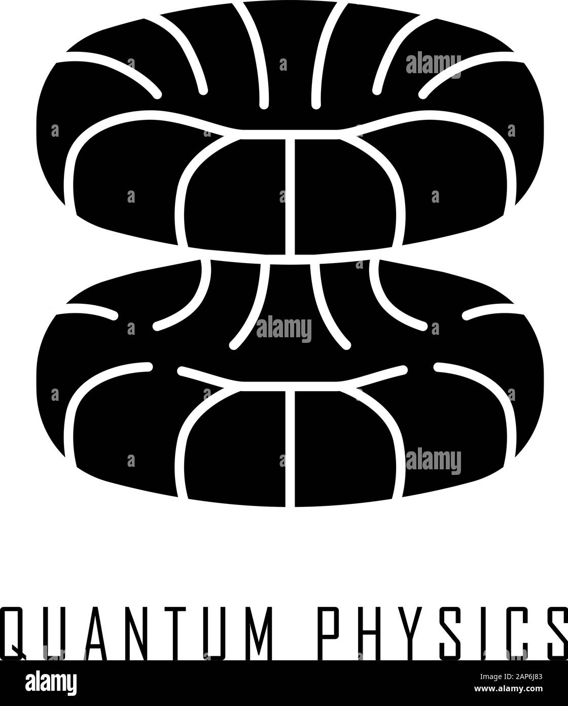 La physique quantique l'icône glyphe. Phénomène de l'énergie nucléaire. Nanotechology futuriste. La mécanique quantique modèle théorique. La fusion nucléaire. Silhouette symbo Illustration de Vecteur