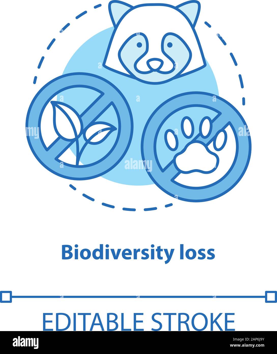 Concept de la perte de biodiversité. Disparition de plantes et d'animaux à partir de la planète idée fine ligne illustration. Extinction des espèces. Vector ou isolés Illustration de Vecteur