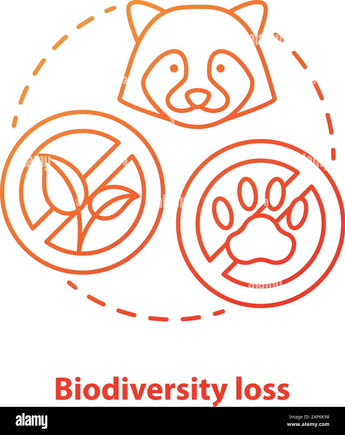 Concept de la perte de biodiversité. Disparition de plantes et d'animaux à partir de la planète idée fine ligne rouge dans l'illustration. Extinction des espèces. H l'écosystème Illustration de Vecteur