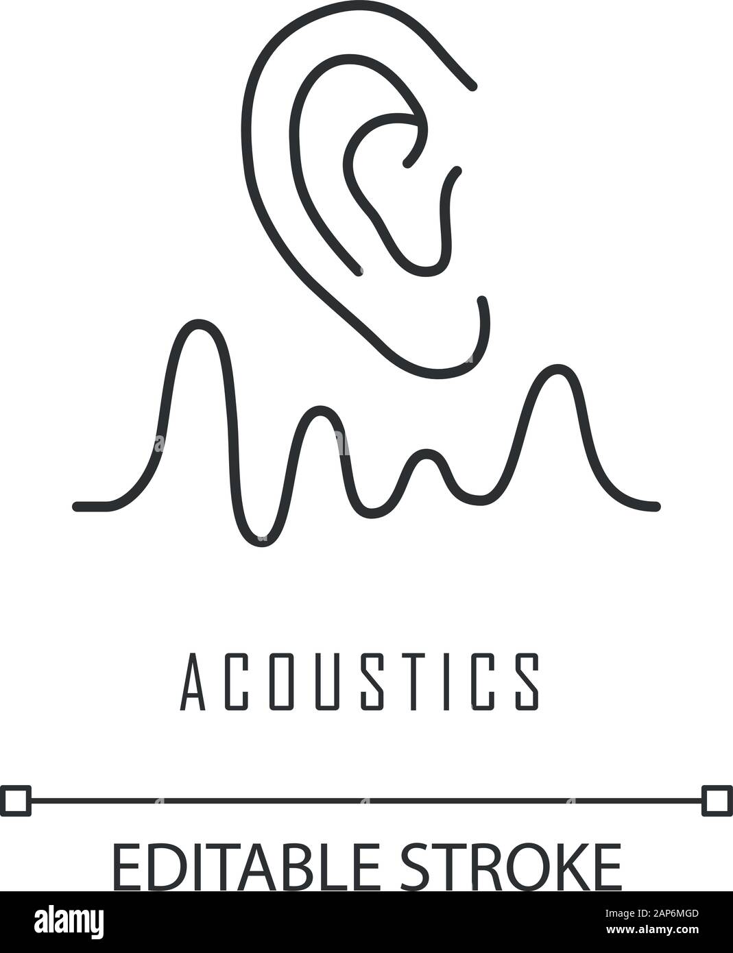 Icône linéaire acoustique. La transmission du son et de l'audition d'effet. Génération d'onde, fréquence Soundwave. Fine ligne illustration. Symbole de contour. Vector Illustration de Vecteur