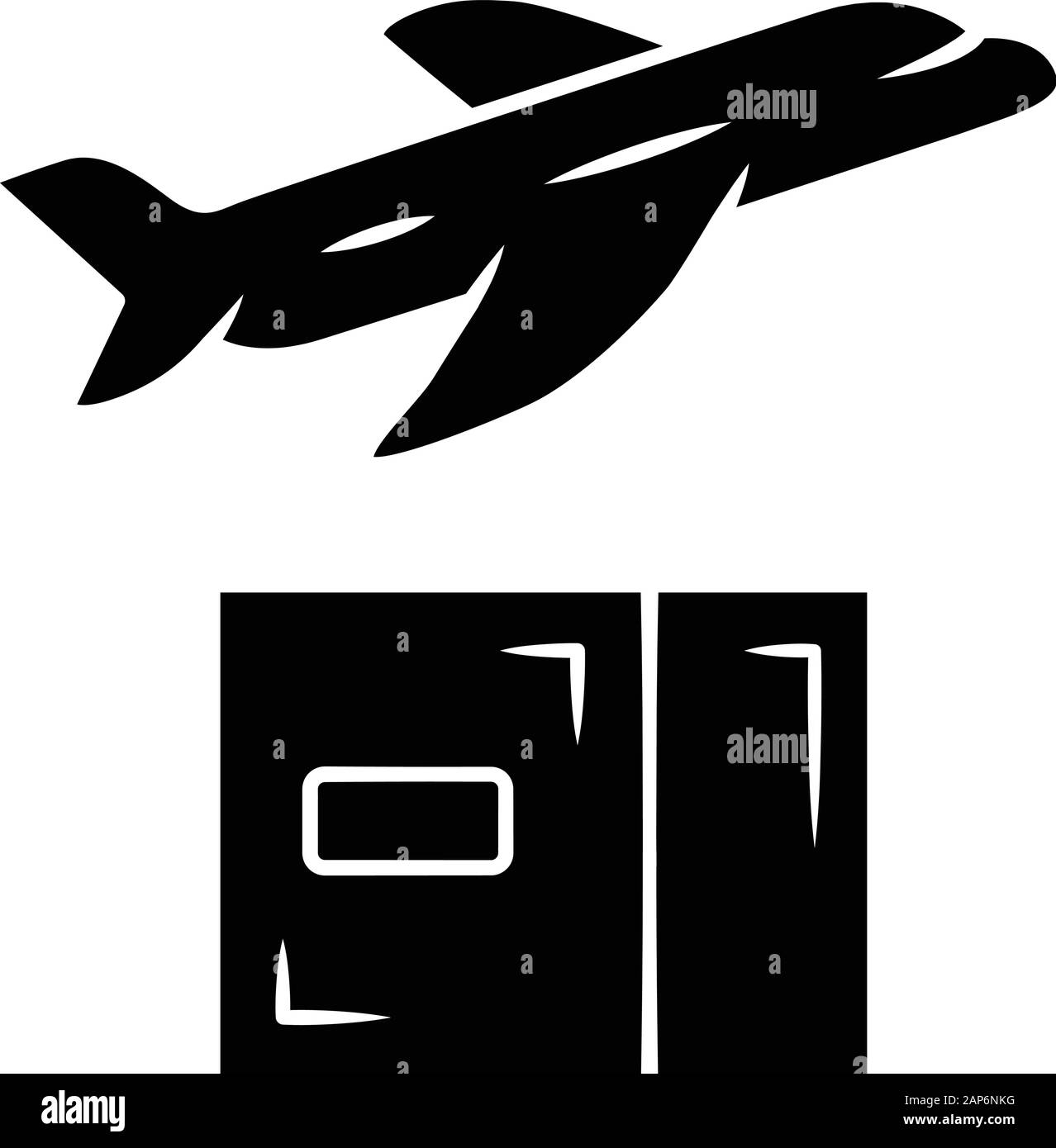 Livraison par avion icône glyphe. L'expédition de fret international. Le fret aérien. Le transfert et l'expédition des colis. Air Express, livraison par avion. A la cargaison Illustration de Vecteur