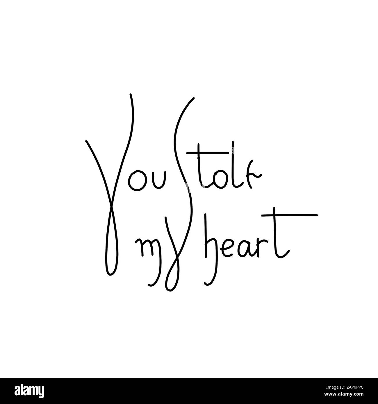 Modèle Saint-Valentin avec grandes illustrations rouges en forme de coeur aquarelle et lettres dessinées à la main Banque D'Images