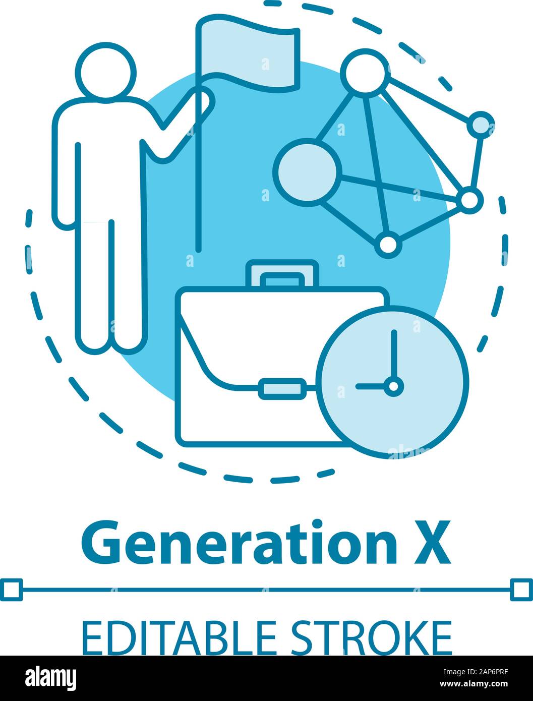 Génération X concept icône. Le groupe d'âge idée fine ligne illustration. Info- ?la croissance. La réalisation des objectifs personnels. L'amélioration des compétences en leadership. Vector isol Illustration de Vecteur
