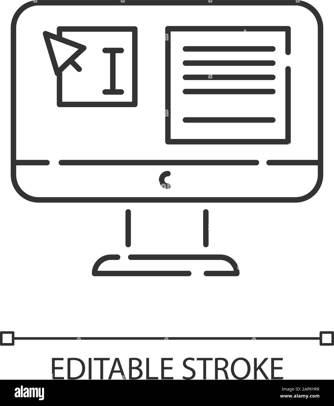 Localisation de sites web, services de PAO icône linéaire. L'édition de texte. La mise en page du document. Localisation de sites internet. Fine ligne illustration. Symbole de contour. Vect Illustration de Vecteur