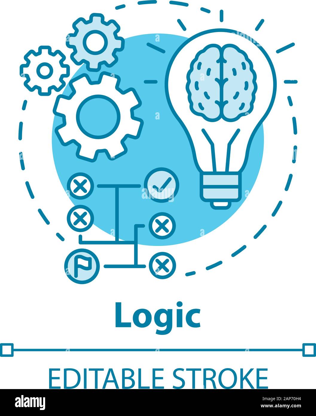 Concept logique icône. Processus de réflexion fine ligne illustration. Des solutions rationnelles, des idées. L'analyse de situation. Stratégie, algorithme. La résolution de problèmes. Vec Illustration de Vecteur