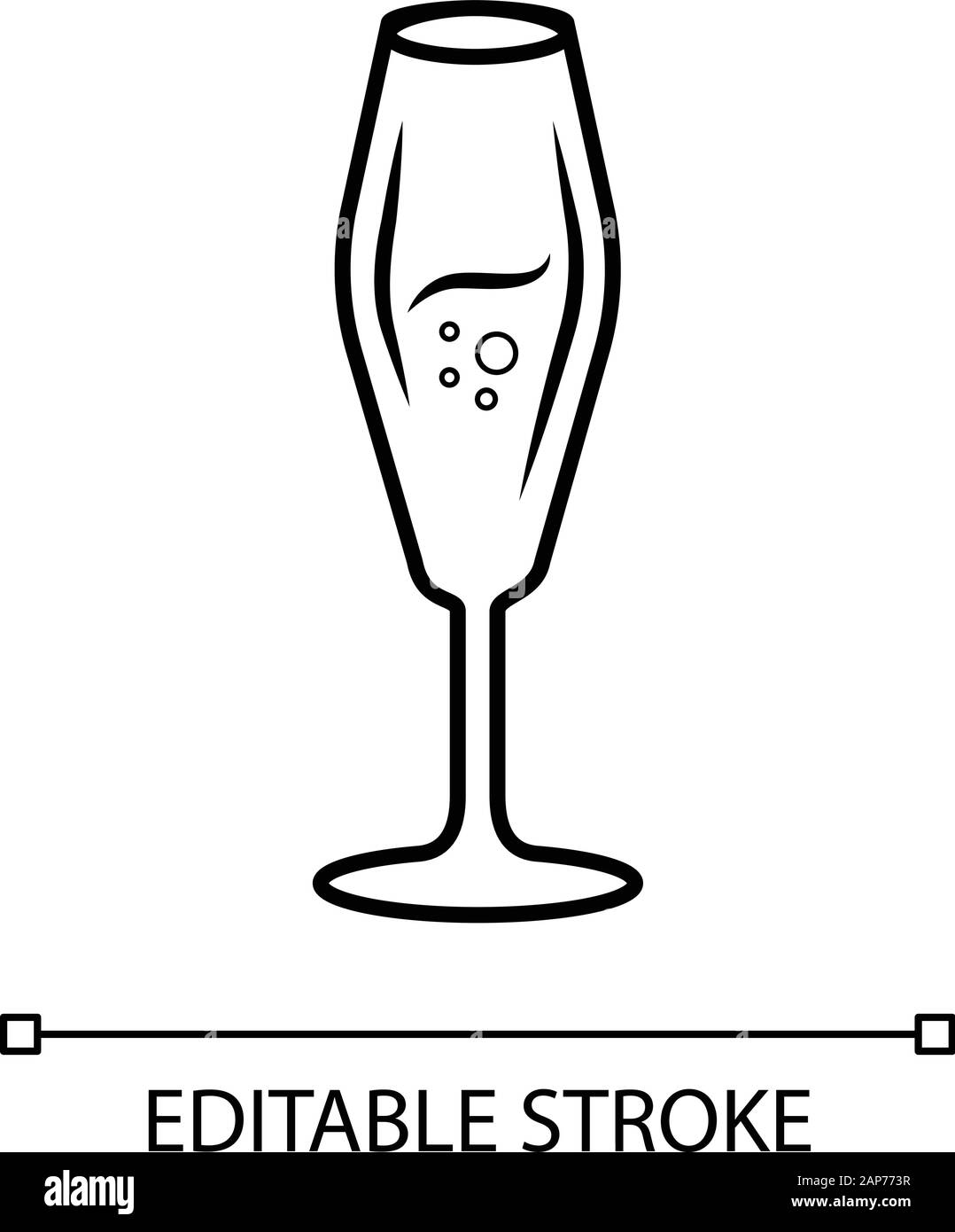 Icône linéaire wineglass flûte. Vin mousseux ligne fine illustration. Contour Champagne symbole. Cocktail Party. Apéritif doux. Vector ou isolés Illustration de Vecteur