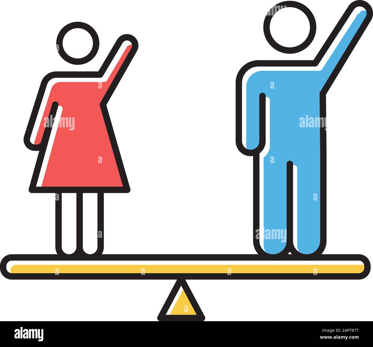 L'égalité entre l'icône de couleur. La femme et l'homme droit de l ...